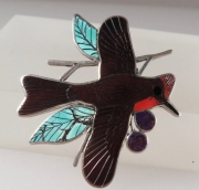 Vermillion Flycatcher  pin/pendant by Harlan Coonsis