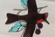 Vermillion Flycatcher  pin/pendant by Harlan Coonsis
