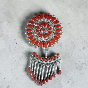 Lorraine Waatsa ~ Coral Round Pendant_Pin with Dangle