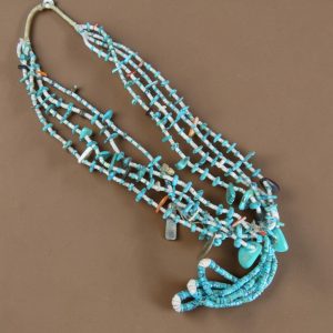 Unknown ~ Turquoise 4 Strand 1940s all original Necklace