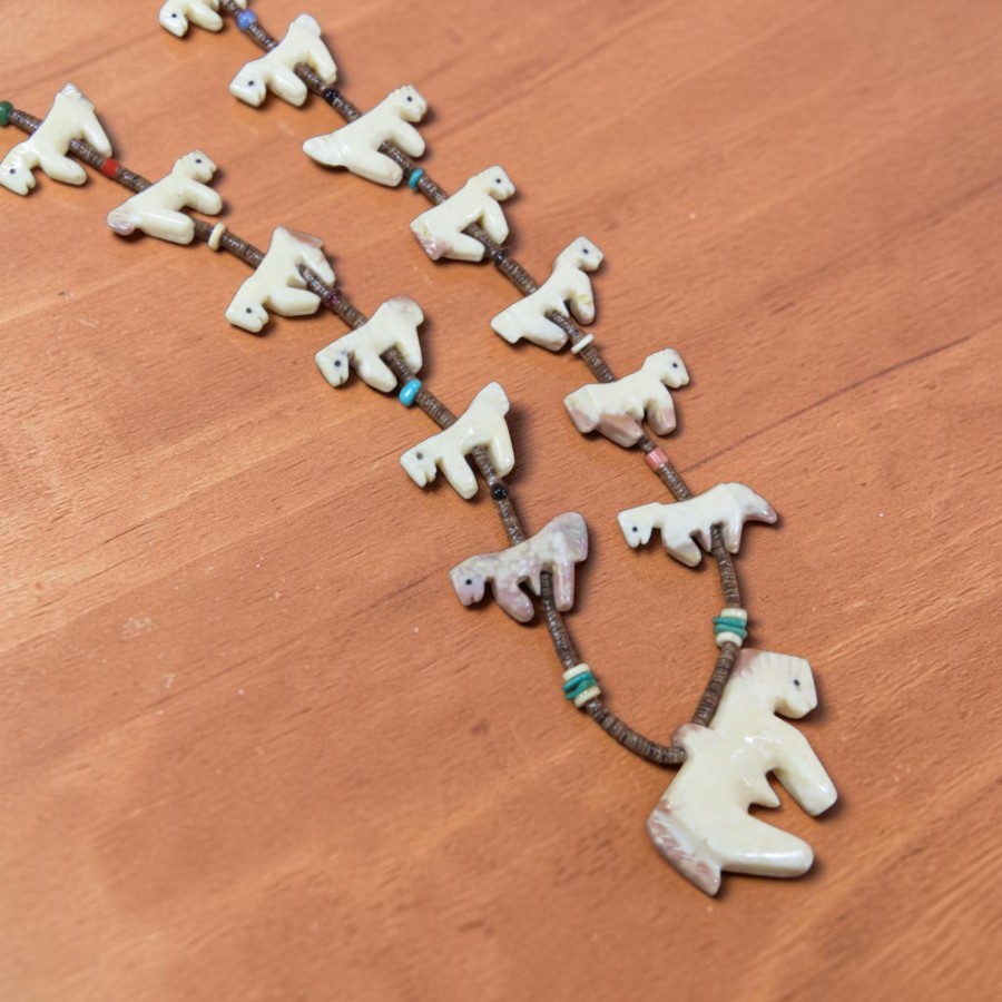 Quandelacy ~ Fossil Walrus Tusk Horse Fetish Necklace