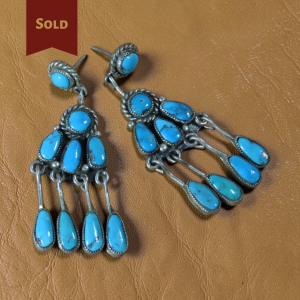 Robert & Bernice Leekya ~ Turquoise Chandelier Earrings
