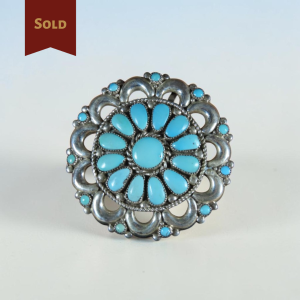 Edmund Cooyate ~ Turquoise Long Oval Needlepoint Ring