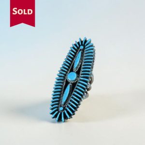 Edmund Cooyate ~ Turquoise Long Oval Needlepoint Ring