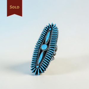 Edmund Cooyate ~ Turquoise Long Oval Needlepoint Ring