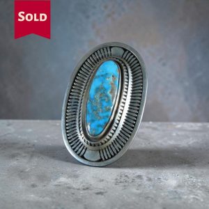 Leonard Nez ~ Turquoise Long Oval Ring