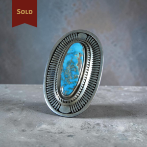 Leonard Nez ~ Turquoise Long Oval Ring