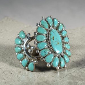 Lorraine Waatsa ~ Zuñi Sterling Silver_Castle Dome Turquoise Cuff Bracelet