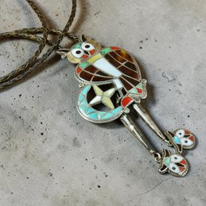Serefino Esalio ~ Zuñi Early 1970's Owl Bolo