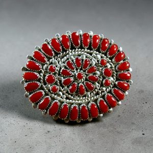 Lorraine Waatsa ~ Silver_Coral Oval Buckle