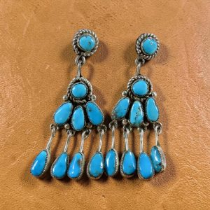 Robert_Bernice Leekya ~ Silver_Sleeping Beauty Turquoise Chandelier Earrings