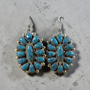 Lorraine Waatsa ~ Silver_Chinese Turquoise Oval Dangle Earrings