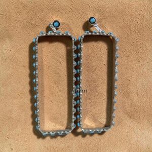 Navajo ~ Silver_Turquoise Open Box Design Earrings