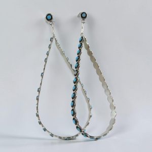 Navajo ~ Turquoise Open Tear Drop Design Earrings
