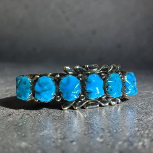 Wayne & Virginia Quam ~ Gold on Silver Sleeping Beauty Turquoise Vintage 1960's Bracelet