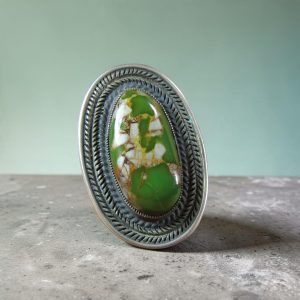 Calvin Martinez ~ Silver/Carico Lake Turquoise Single Stone Ring