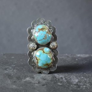 Lonnie Willie ~ Silver_Serra Nevada Turquoise 2-stone Ring