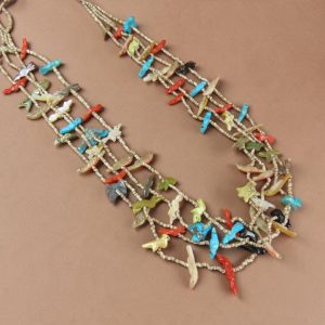 Emerson & Rosalia Quam 4-strand Mixed Stone on Olivine Heishi Fetish Necklace